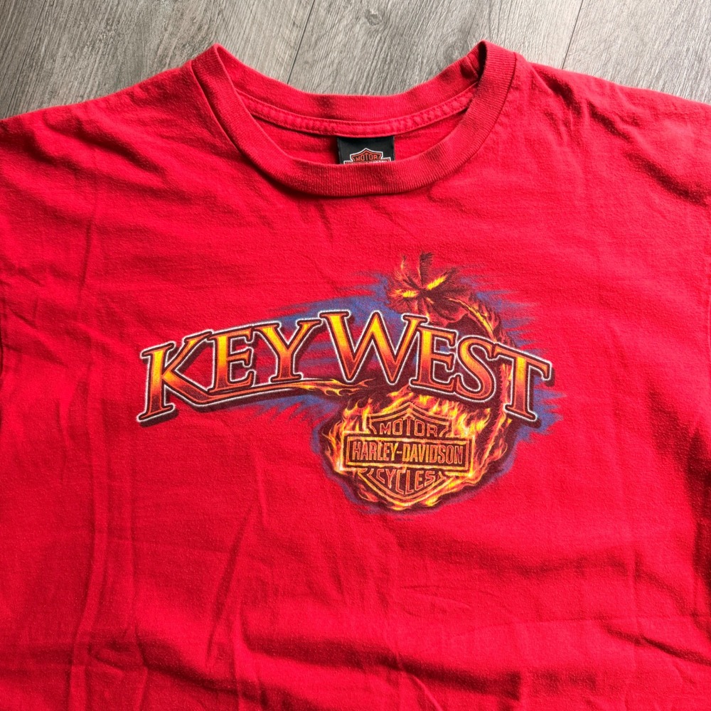 Harley-Davidson Key West Florida T-Shirt XL Red Vintage Dealer Tee Double Sided